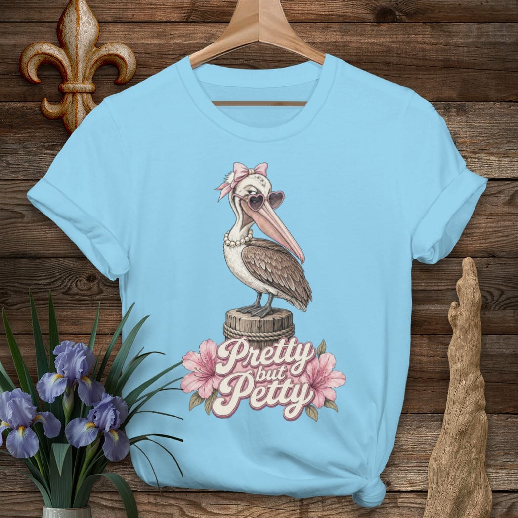 S / Sky Louisiana Pretty But Petty T-Shirt by Laissez Faire Wear