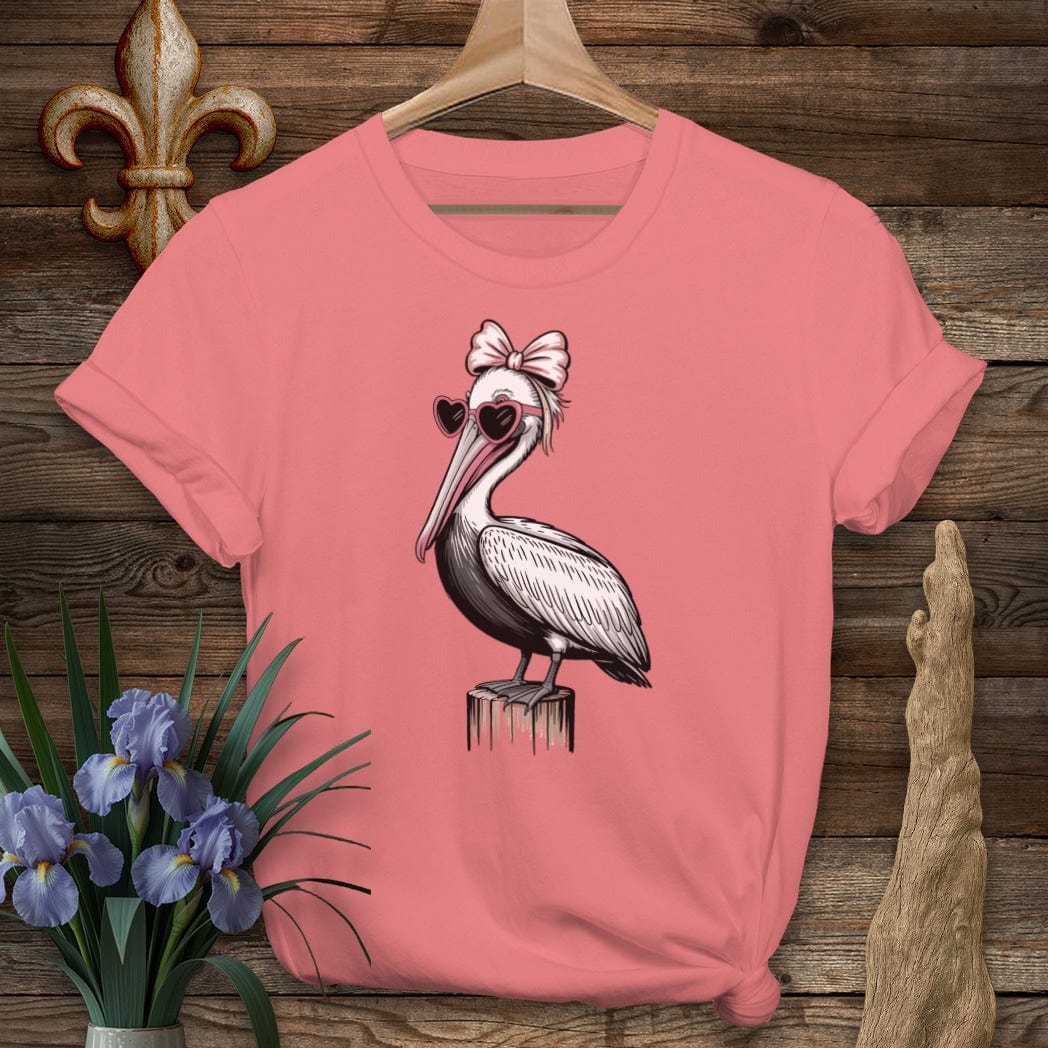 S / Coral Silk Louisiana Pretty Pelican in Pink by Laissez Faire Wear