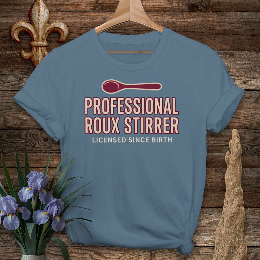 S / Indigo Blue Louisiana Professional Roux Stirrer T-Shirt by Laissez Faire Wear
