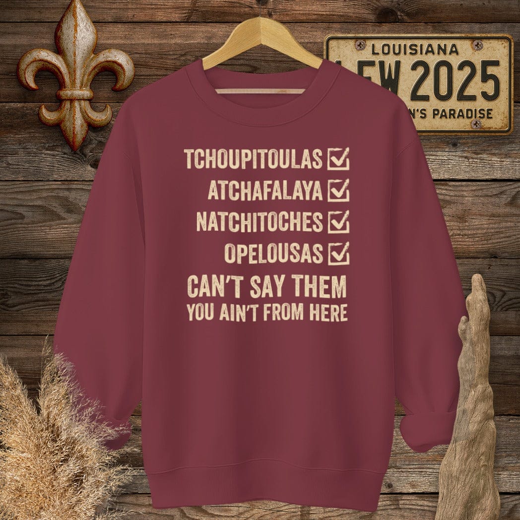 S / Garnet Louisiana Pronunciation Test Sweatshirt by Laissez Faire Wear
