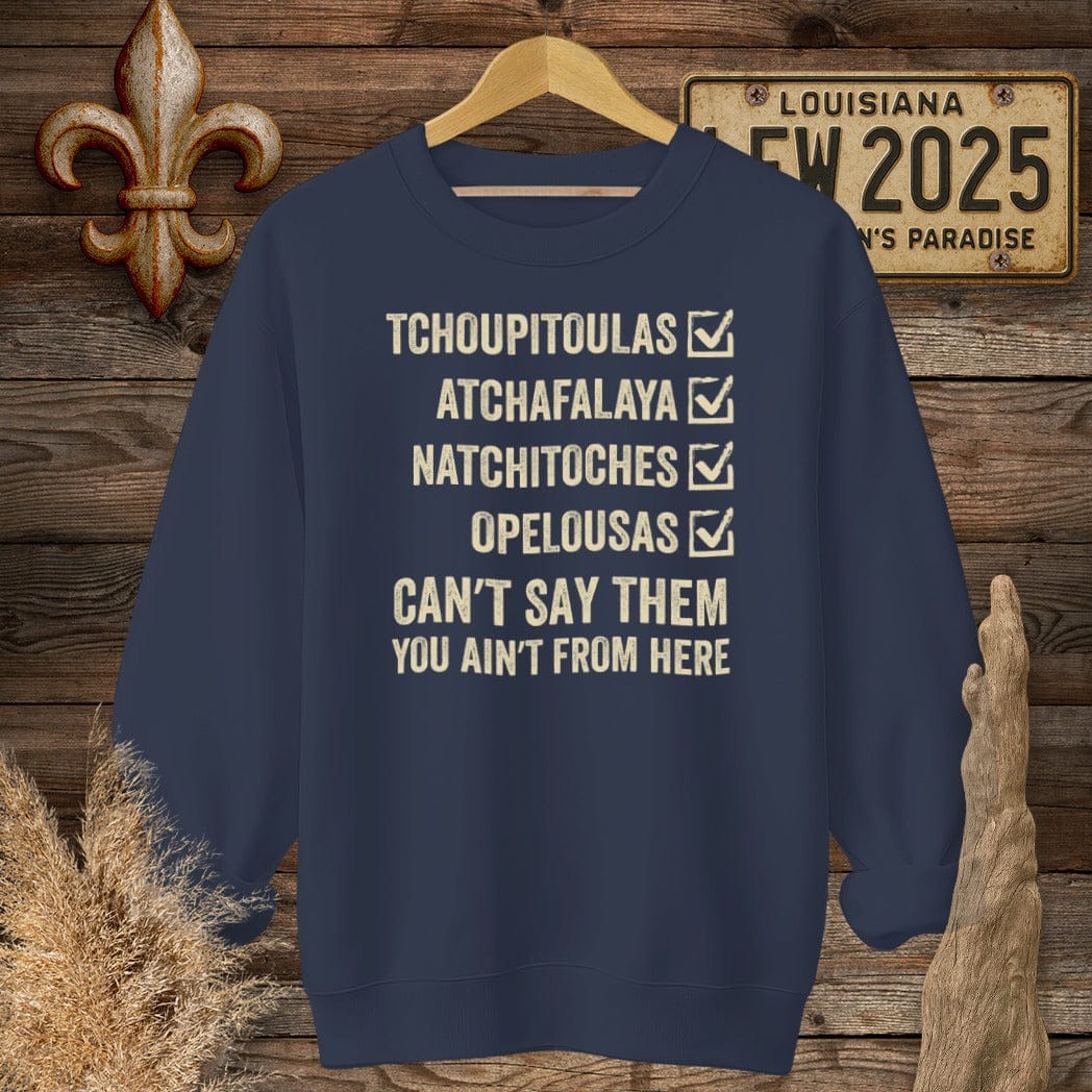 S / Navy Louisiana Pronunciation Test Sweatshirt by Laissez Faire Wear