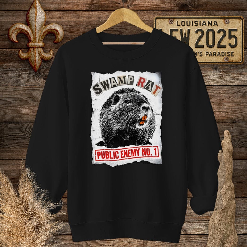 S / Black Louisiana Public Enemy No. 1 Sweatshirt by Laissez Faire Wear