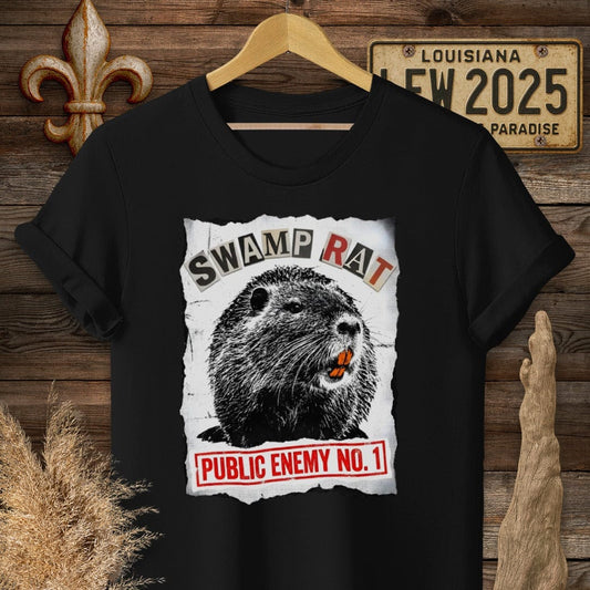 S / Black Louisiana Public Enemy No. 1 T-Shirt by Laissez Faire Wear