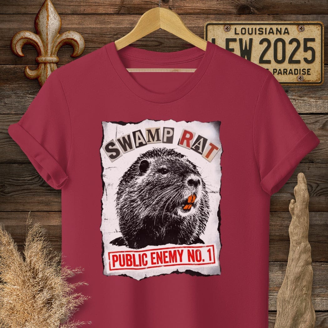 S / Cardinal Red Louisiana Public Enemy No. 1 T-Shirt by Laissez Faire Wear