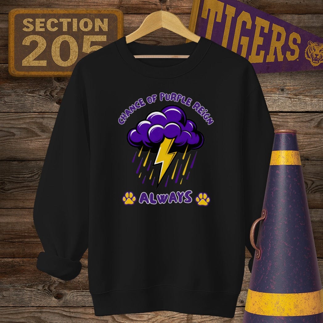 S / Black Louisiana Purple Reign Game Day Sweatshirt by Laissez Faire Wear