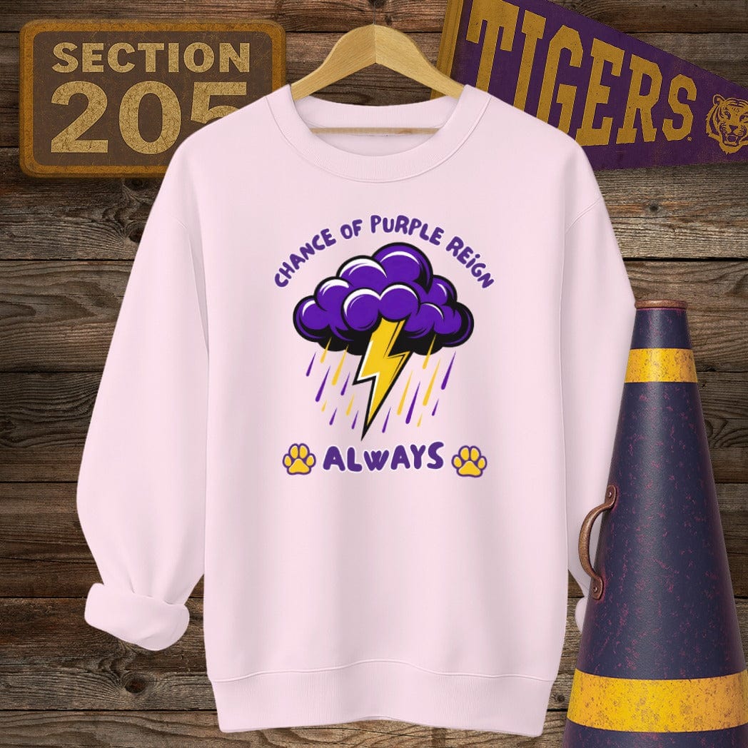 S / Light Pink Louisiana Purple Reign Game Day Sweatshirt by Laissez Faire Wear