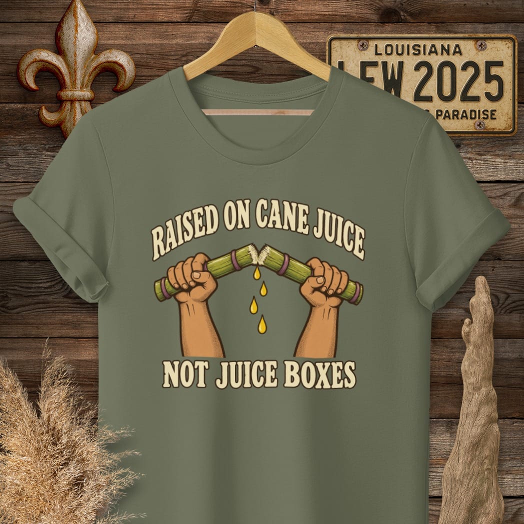 S / Military Green Louisiana Raised on Cane Juice T-Shirt by Laissez Faire Wear