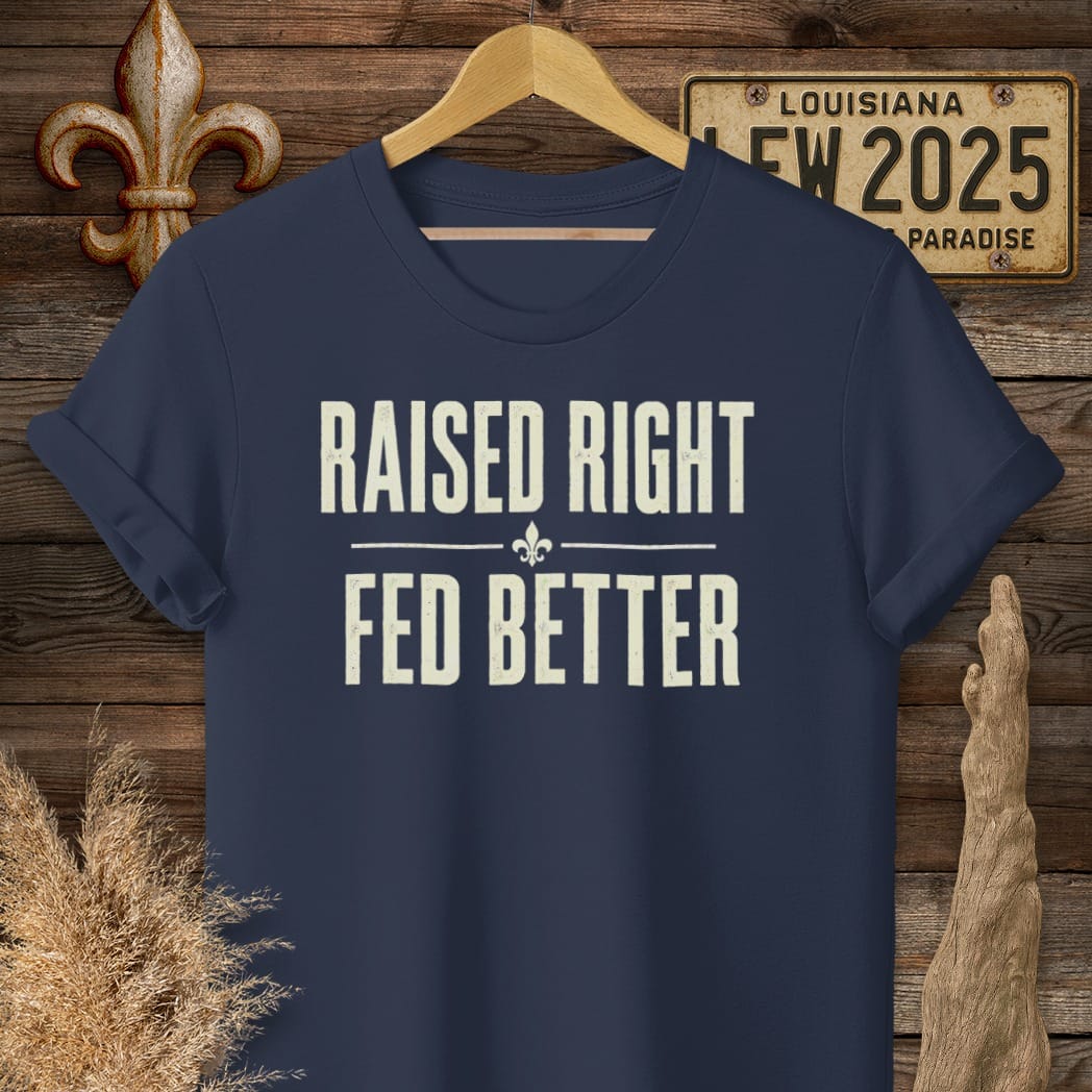 S / Navy Louisiana Raised Right T-Shirt by Laissez Faire Wear