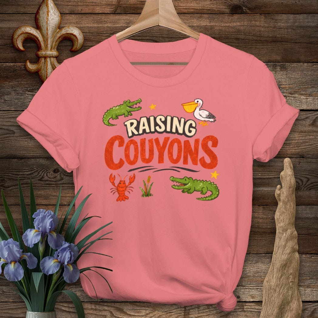 S / Coral Silk Louisiana Raising Couyons T-Shirt by Laissez Faire Wear