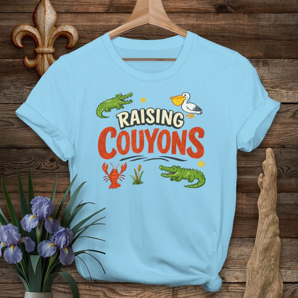 S / Sky Louisiana Raising Couyons T-Shirt by Laissez Faire Wear