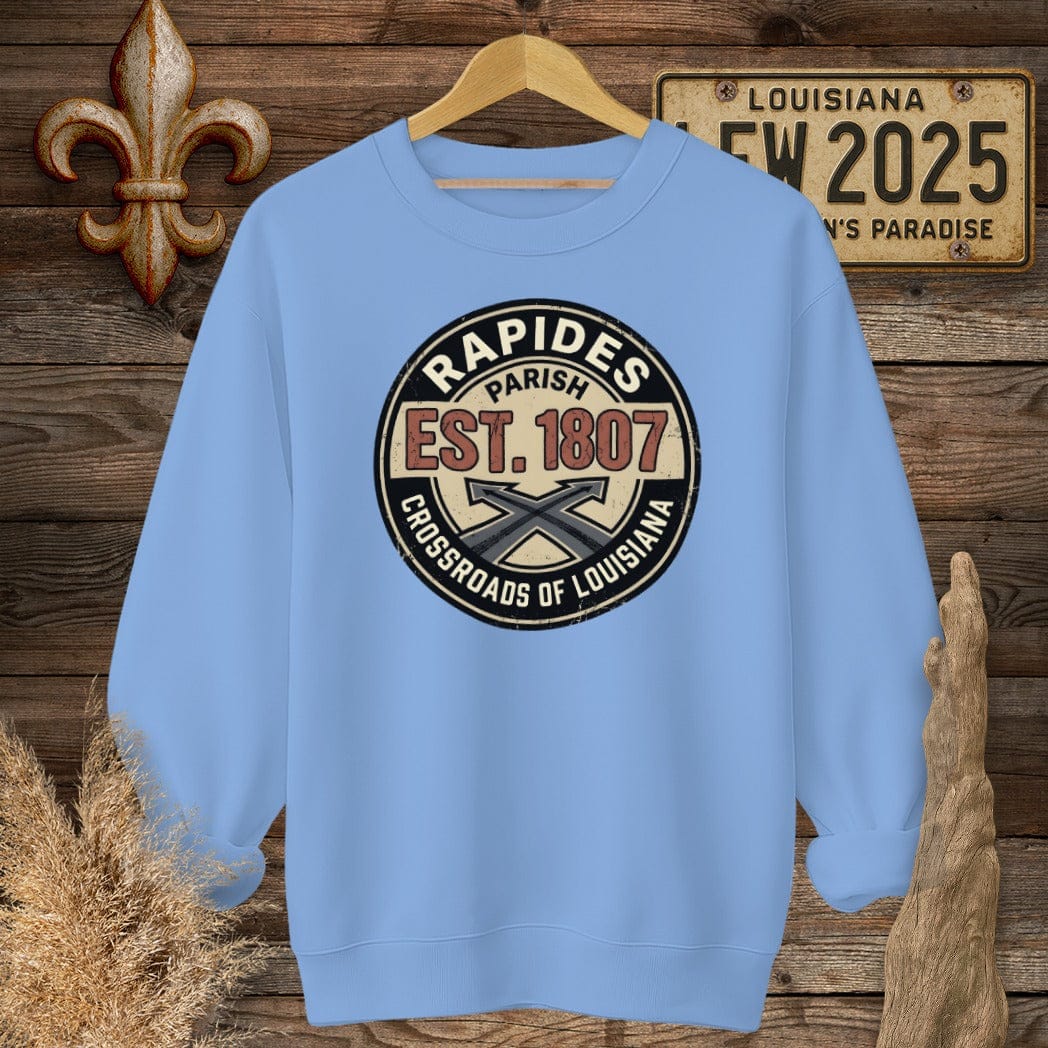 S / Carolina Blue Louisiana Rapides Parish Sweatshirt by Laissez Faire Wear