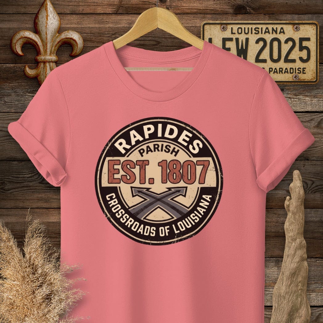 S / Coral Silk Louisiana Rapides Parish Sweatshirt by Laissez Faire Wear