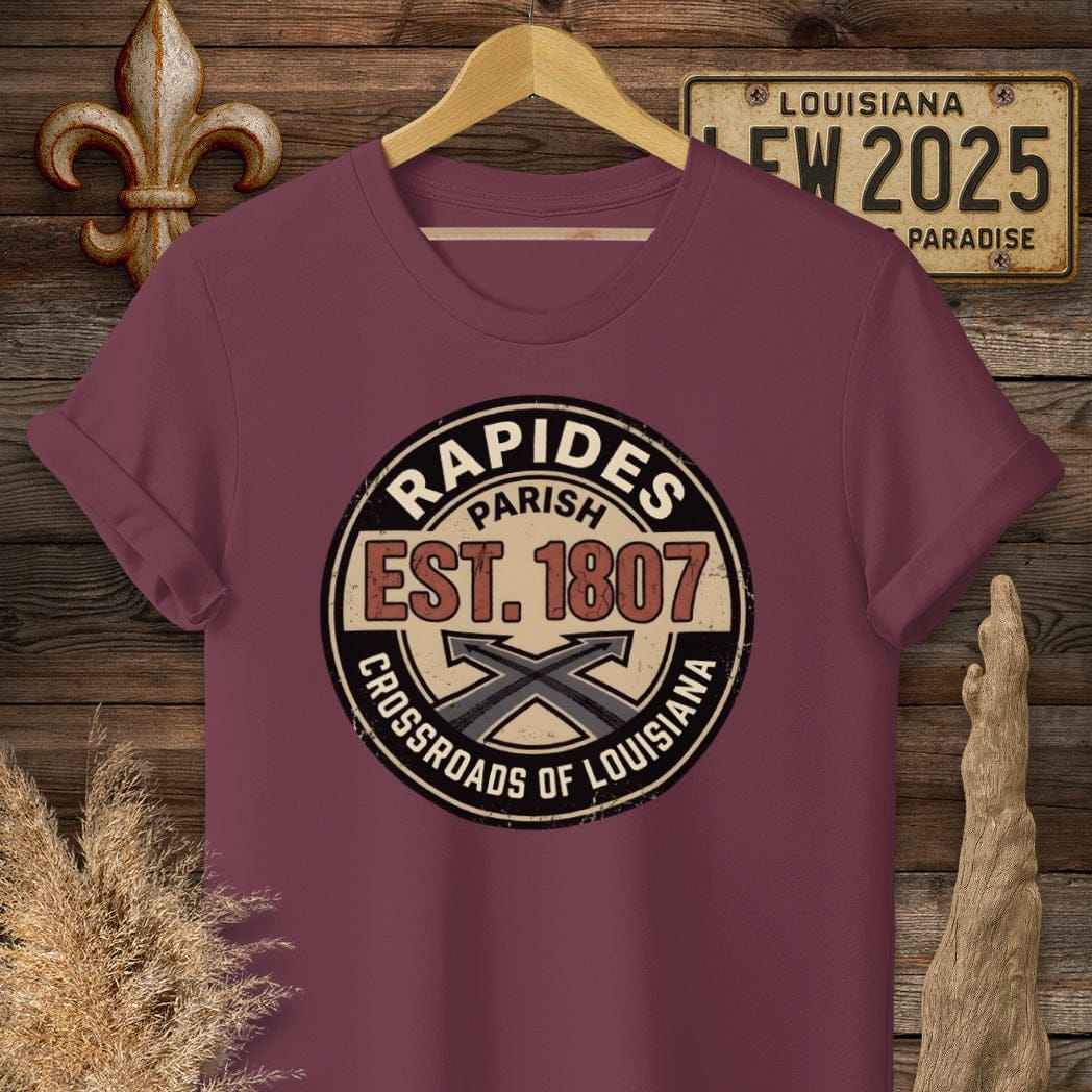 S / Maroon Louisiana Rapides Parish Sweatshirt by Laissez Faire Wear