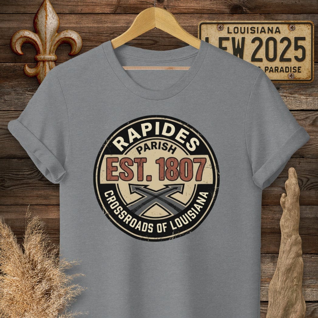 S / Graphite Heather Louisiana Rapides Parish T-Shirt by Laissez Faire Wear