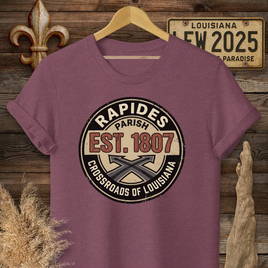 S / Heather Maroon Louisiana Rapides Parish T-Shirt by Laissez Faire Wear