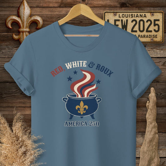 S / Indigo Blue Louisiana Red, White & Roux T-Shirt by Laissez Faire Wear