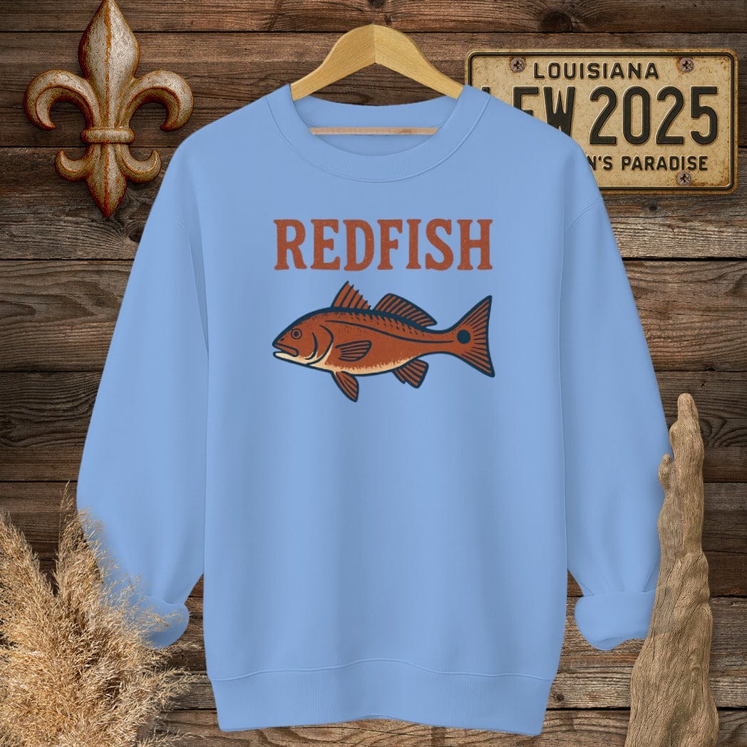 S / Carolina Blue Louisiana Redfish Minimalist Sweatshirt by Laissez Faire Wear