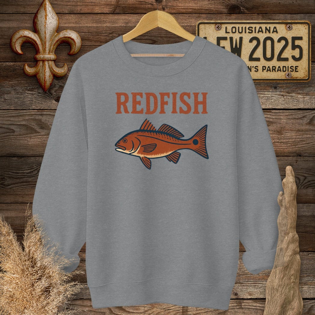 S / Graphite Heather Louisiana Redfish Minimalist Sweatshirt by Laissez Faire Wear
