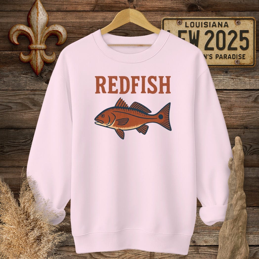 S / Light Pink Louisiana Redfish Minimalist Sweatshirt by Laissez Faire Wear