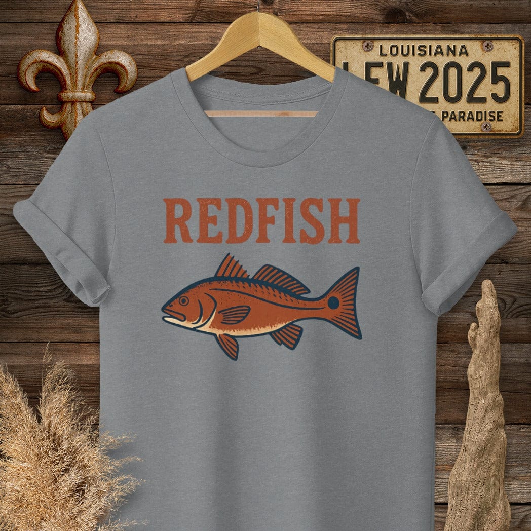 S / Graphite Heather Louisiana Redfish Minimalist T-Shirt by Laissez Faire Wear