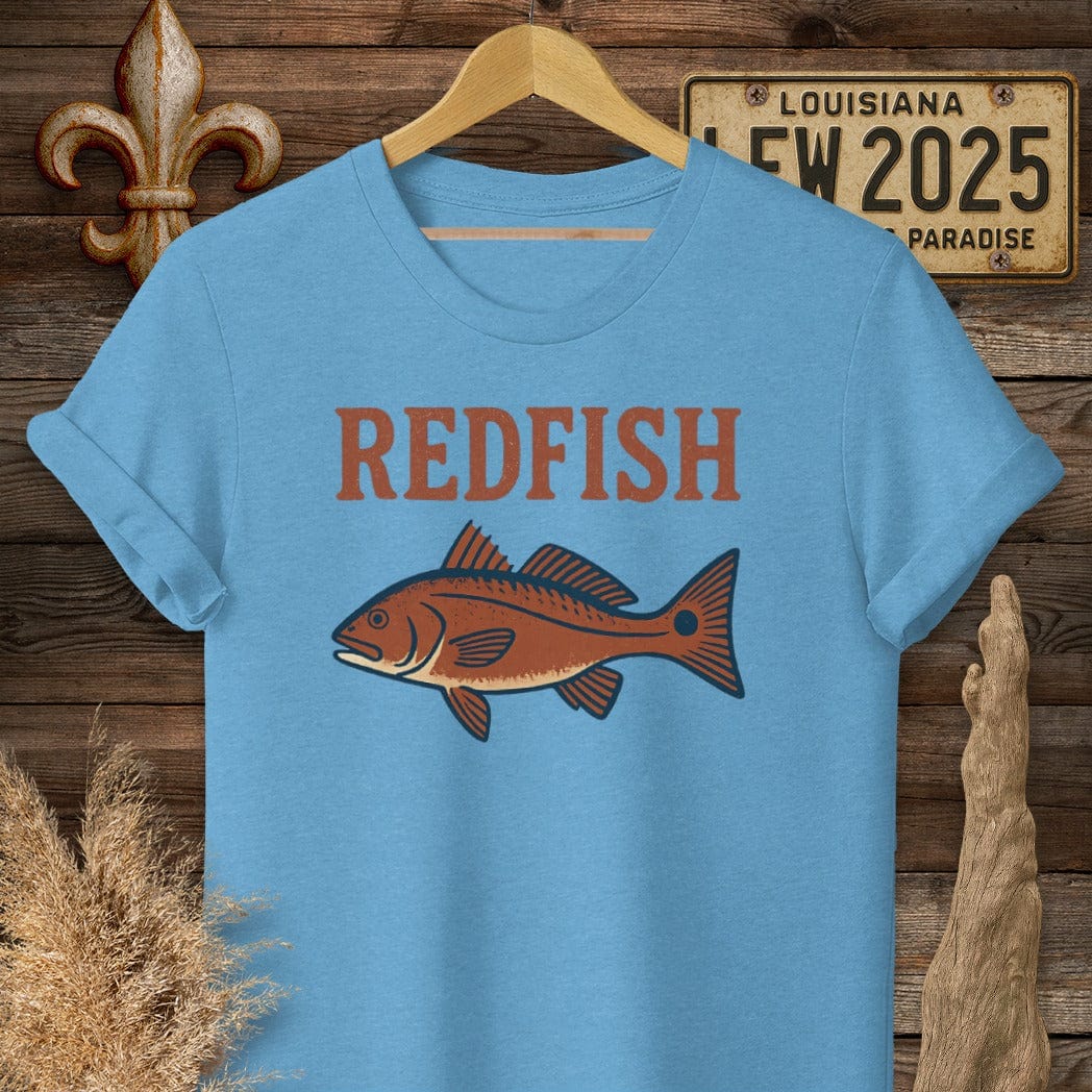 S / Heather Sapphire Louisiana Redfish Minimalist T-Shirt by Laissez Faire Wear