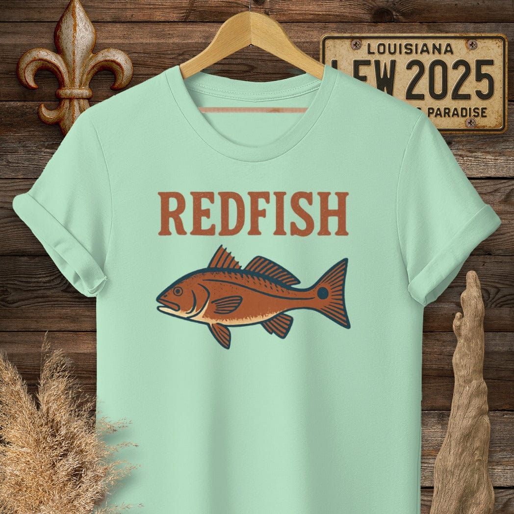 S / Mint Green Louisiana Redfish Minimalist T-Shirt by Laissez Faire Wear