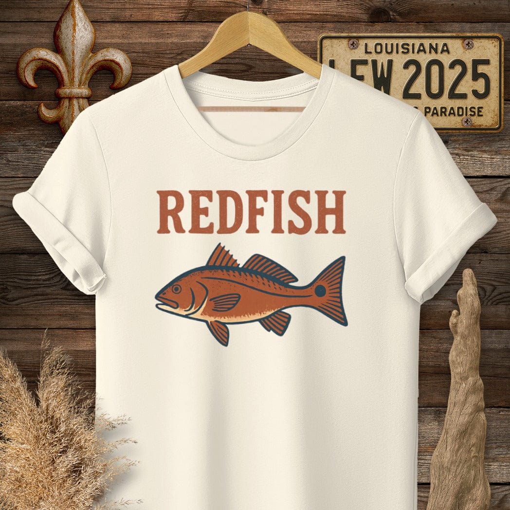 S / Natural Louisiana Redfish Minimalist T-Shirt by Laissez Faire Wear