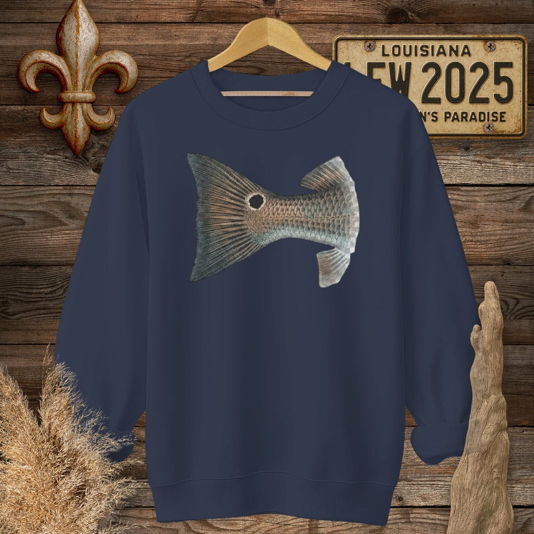 S / Navy Louisiana Redfish Tail Sweatshirt by Laissez Faire Wear