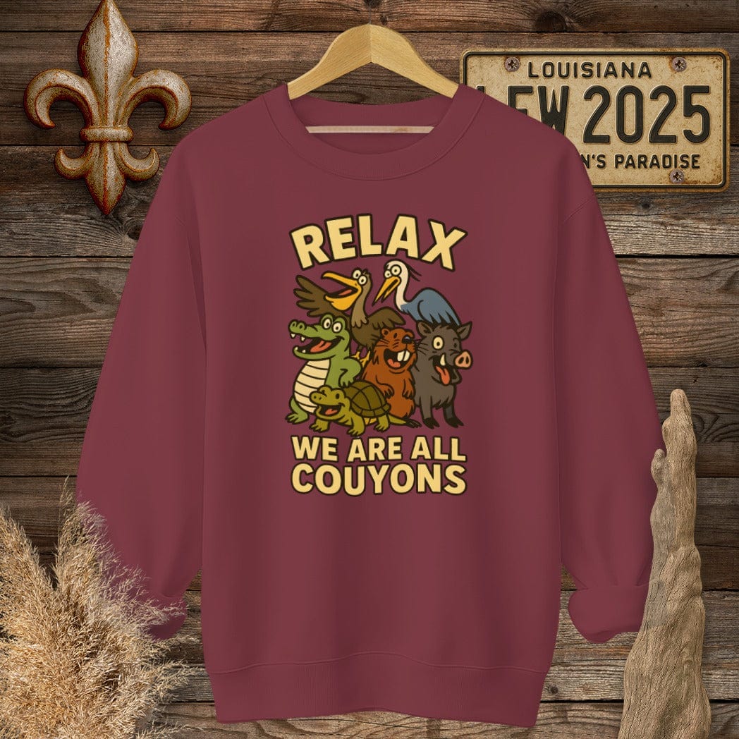 S / Garnet Louisiana Relax, We are all Couyons Sweatshirt by Laissez Faire Wear