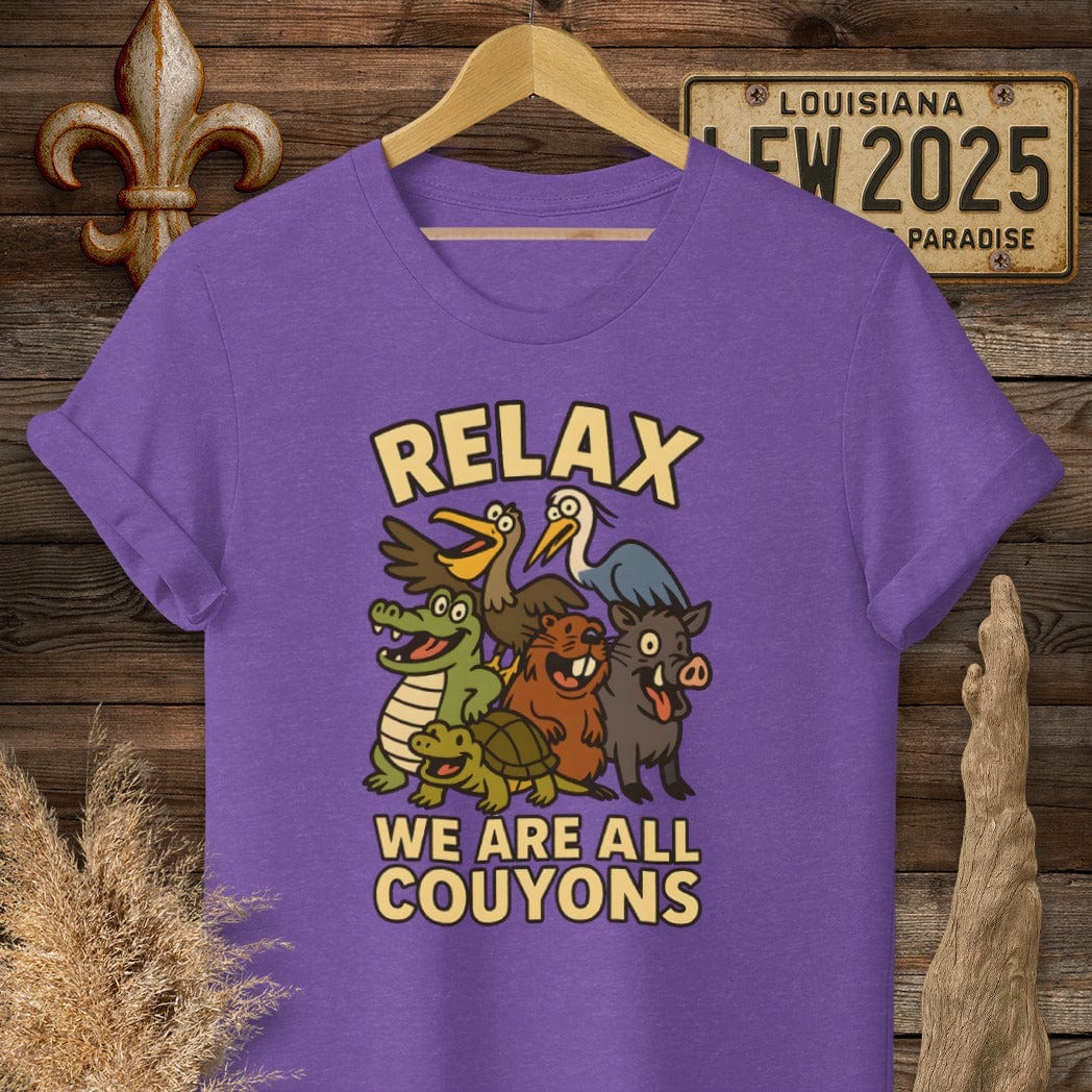 S / Heather Purple Louisiana Relax, We are all Couyons T-Shirt by Laissez Faire Wear