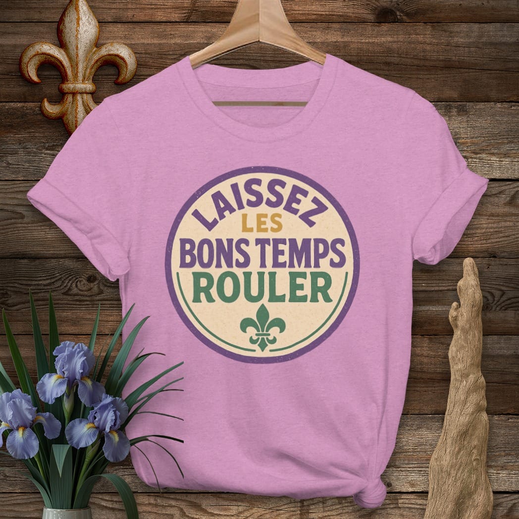 S / Heather Radiant Orchid Louisiana Retro Laissez Les Bons Temps Rouler T-Shirt by Laissez Faire Wear