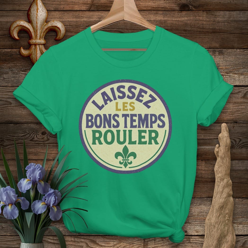 S / Kelly Green Louisiana Retro Laissez Les Bons Temps Rouler T-Shirt by Laissez Faire Wear