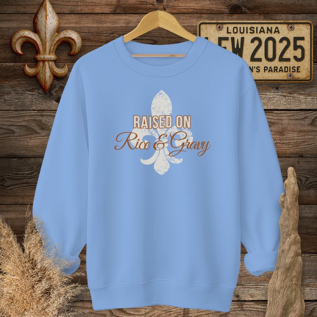 S / Carolina Blue Louisiana Rice & Gravy Sweatshirt by Laissez Faire Wear