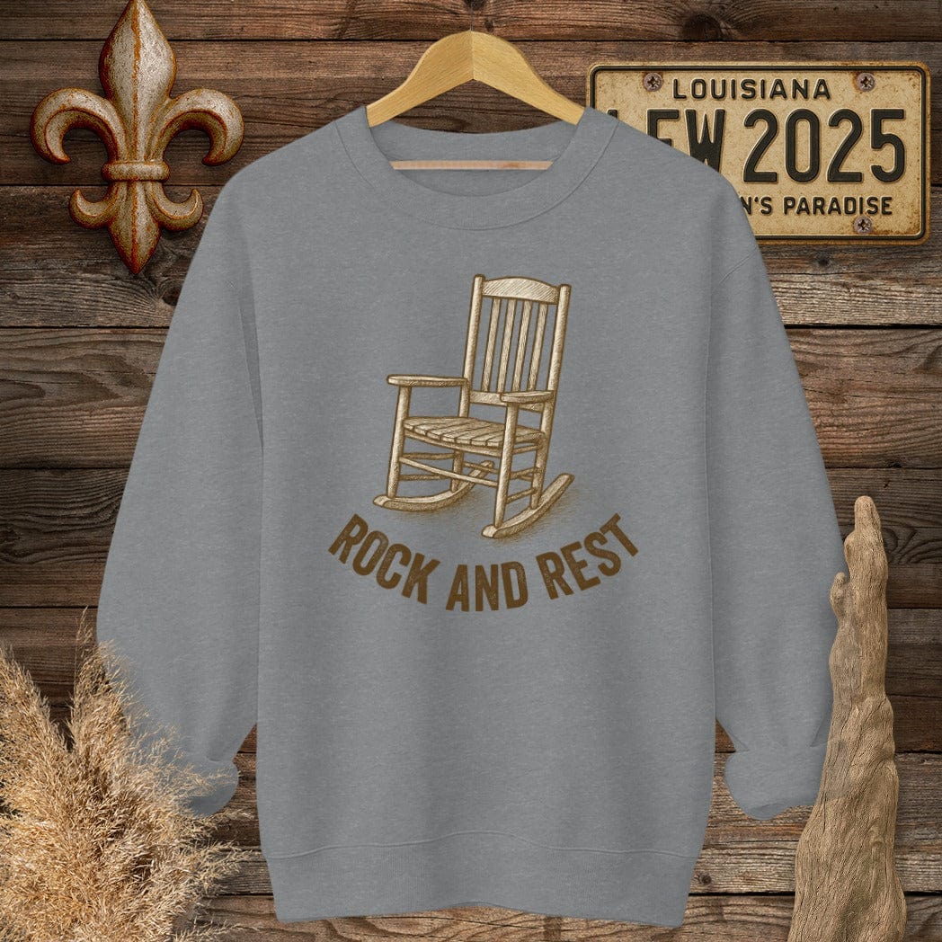 S / Graphite Heather Louisiana Rock And Rest Sweatshirt by Laissez Faire Wear