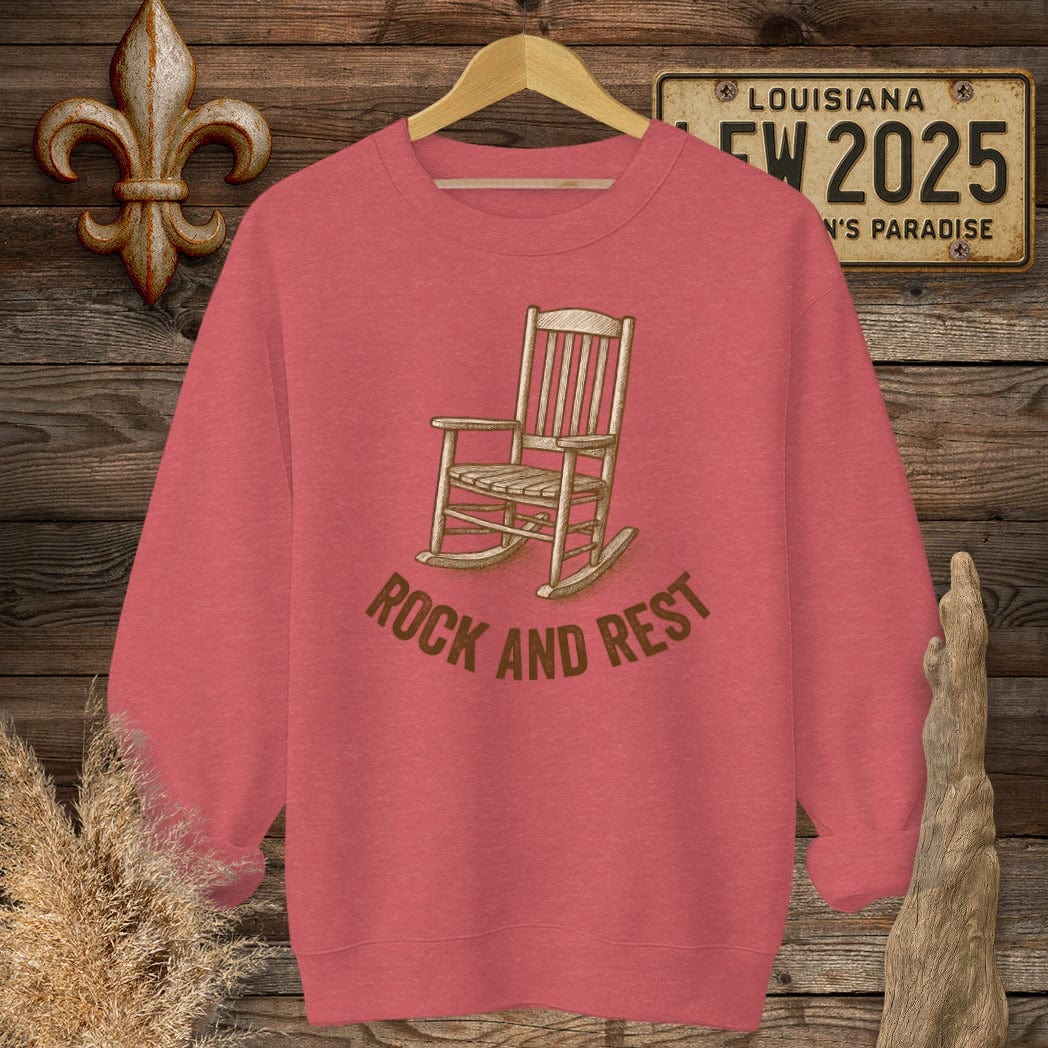 S / Heather Scarlet Red Louisiana Rock And Rest Sweatshirt by Laissez Faire Wear