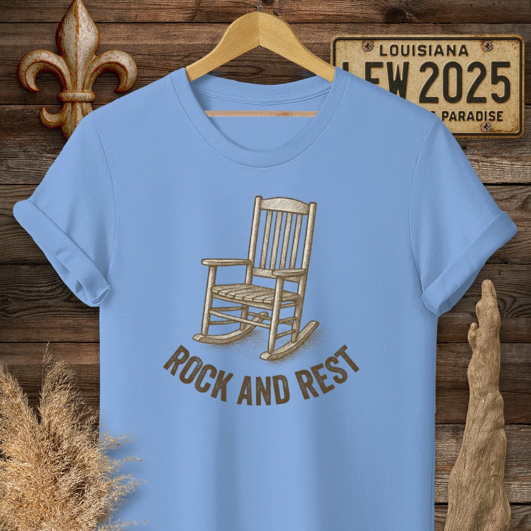 S / Carolina Blue Louisiana Rock And Rest T-Shirt by Laissez Faire Wear