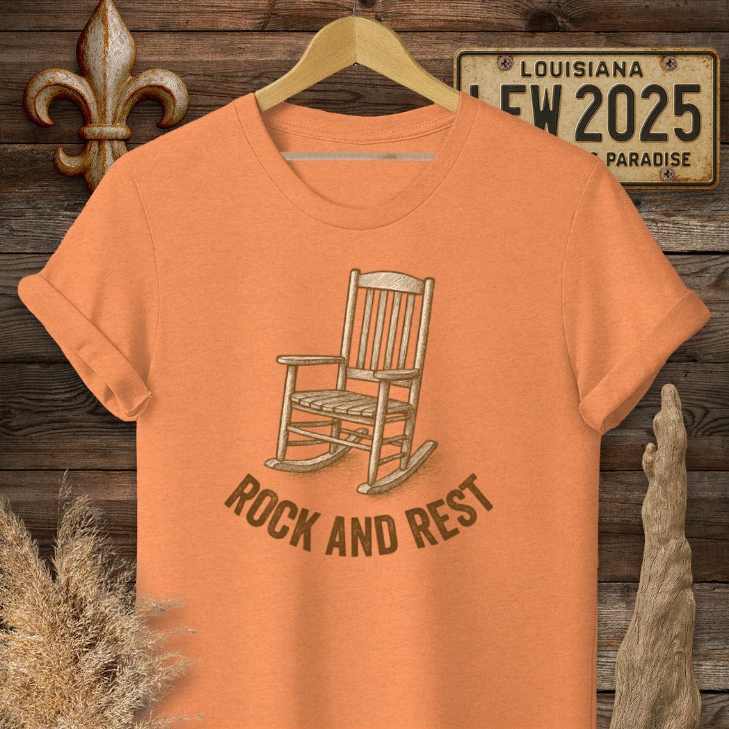 S / Heather Orange Louisiana Rock And Rest T-Shirt by Laissez Faire Wear