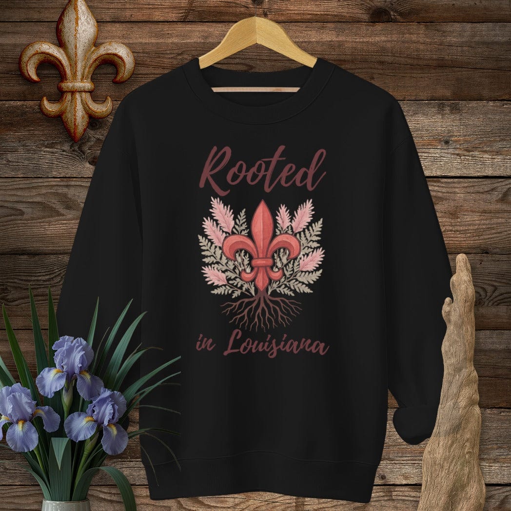 S / Black Louisiana Rooted in Louisiana Sweatshirt by Laissez Faire Wear