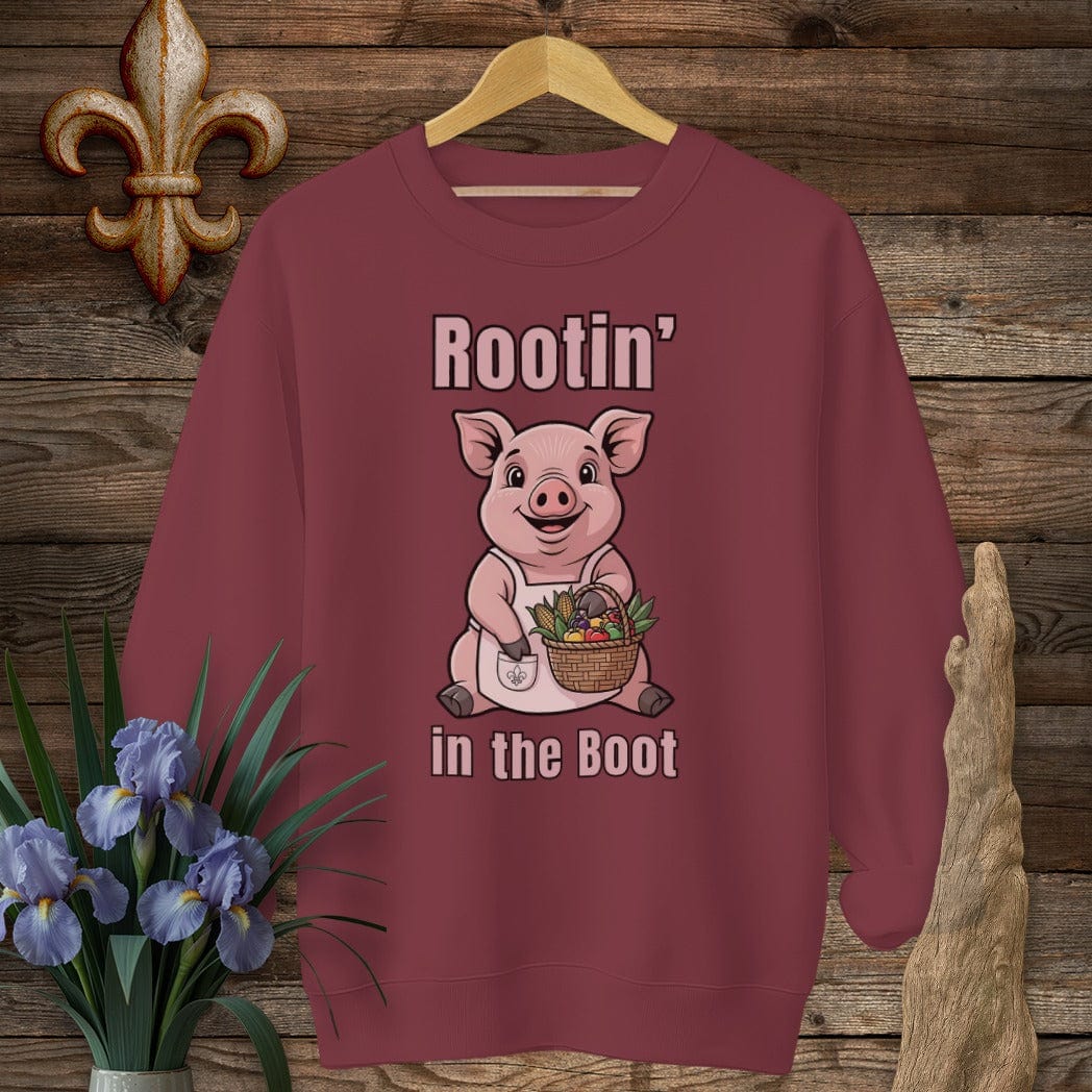 S / Garnet Louisiana Rootin' in the Boot Farm Sweatshirt by Laissez Faire Wear