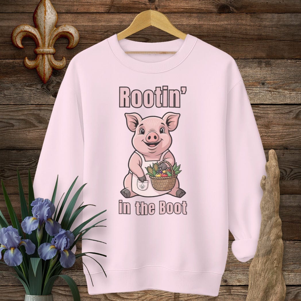 S / Light Pink Louisiana Rootin' in the Boot Farm Sweatshirt by Laissez Faire Wear