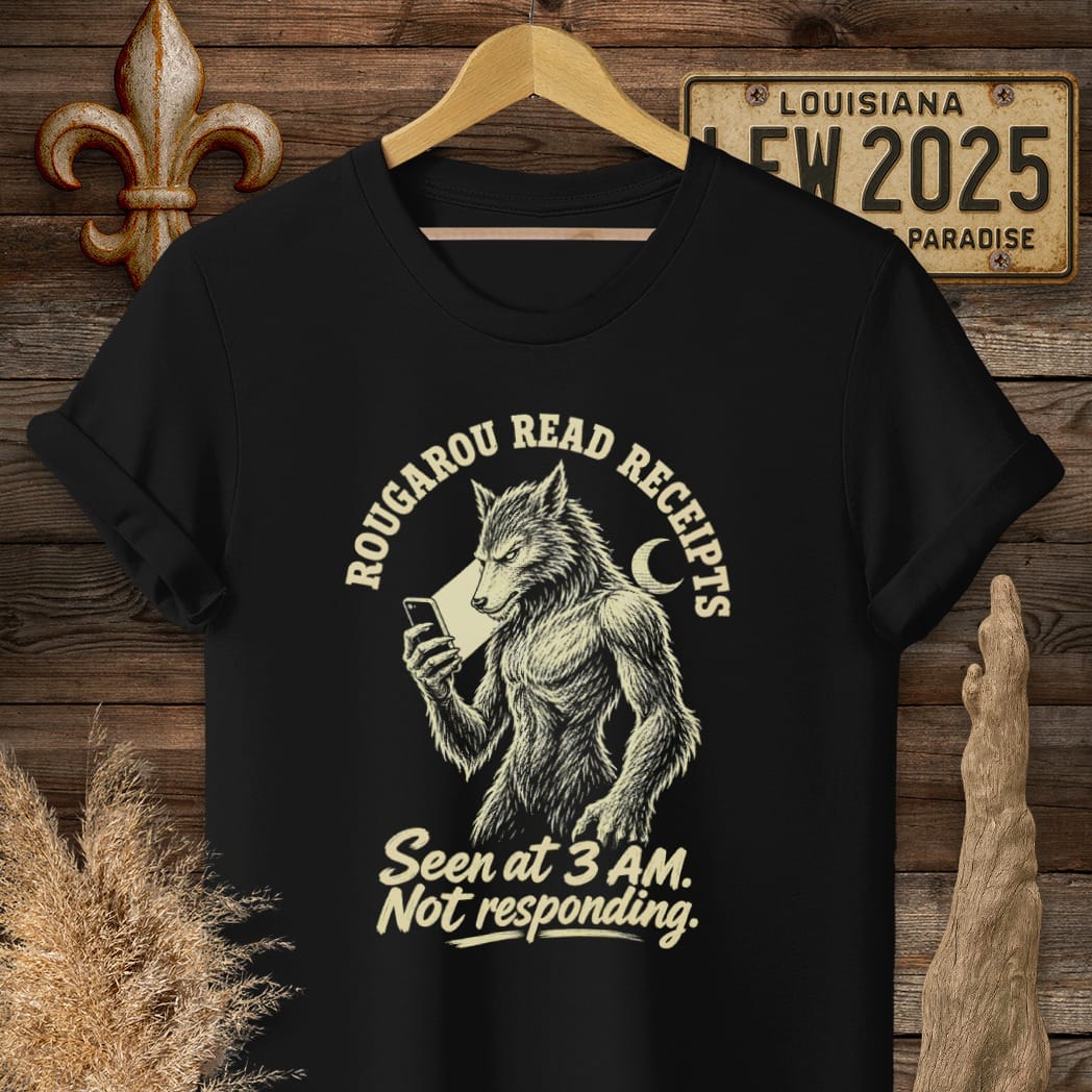 S / Black Louisiana Rougarou Read Receipts T-Shirt by Laissez Faire Wear
