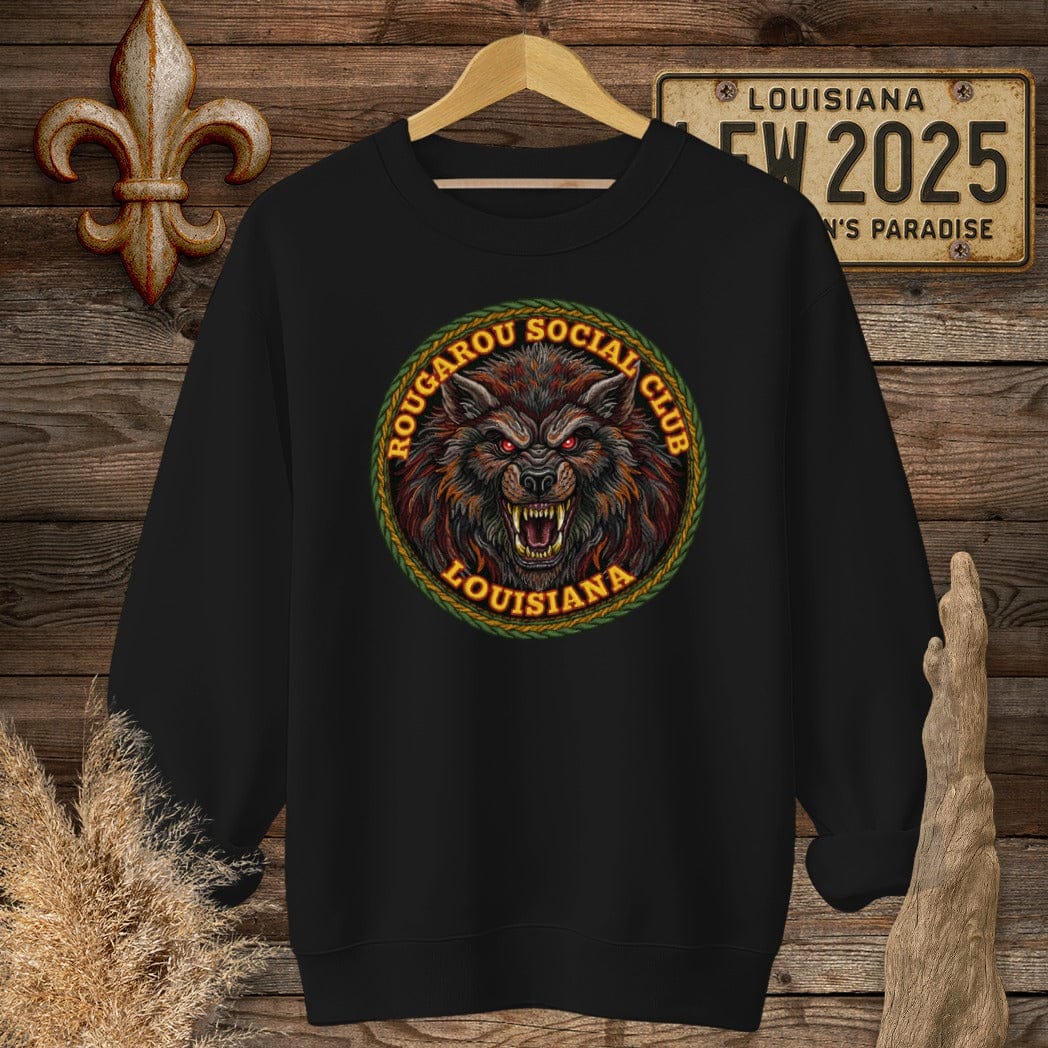S / Black Louisiana Rougarou Social Club Sweatshirt by Laissez Faire Wear