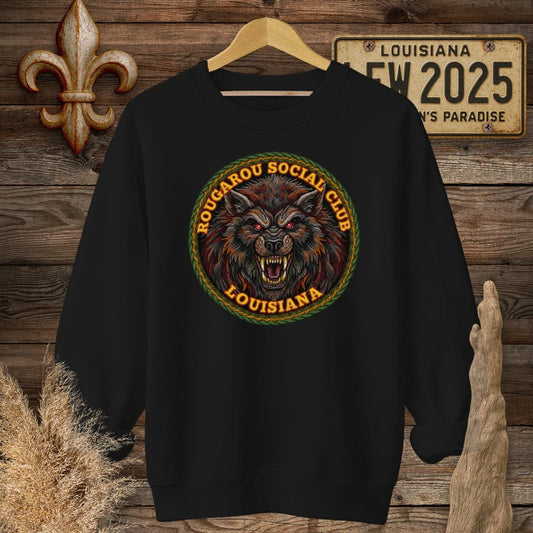 S / Black Louisiana Rougarou Social Club Sweatshirt by Laissez Faire Wear