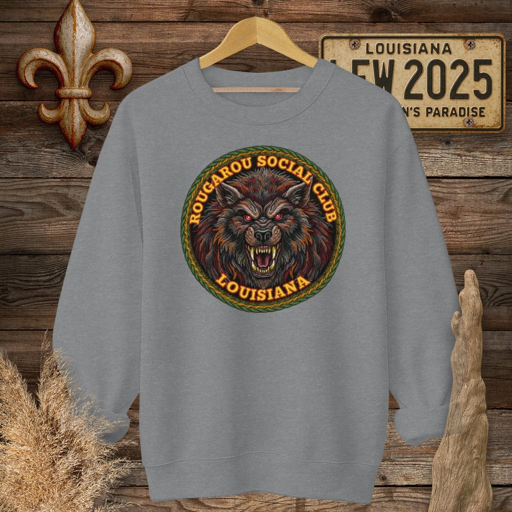 S / Graphite Heather Louisiana Rougarou Social Club Sweatshirt by Laissez Faire Wear