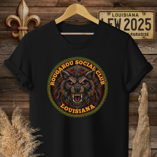 S / Black Louisiana Rougarou Social Club T-Shirt by Laissez Faire Wear