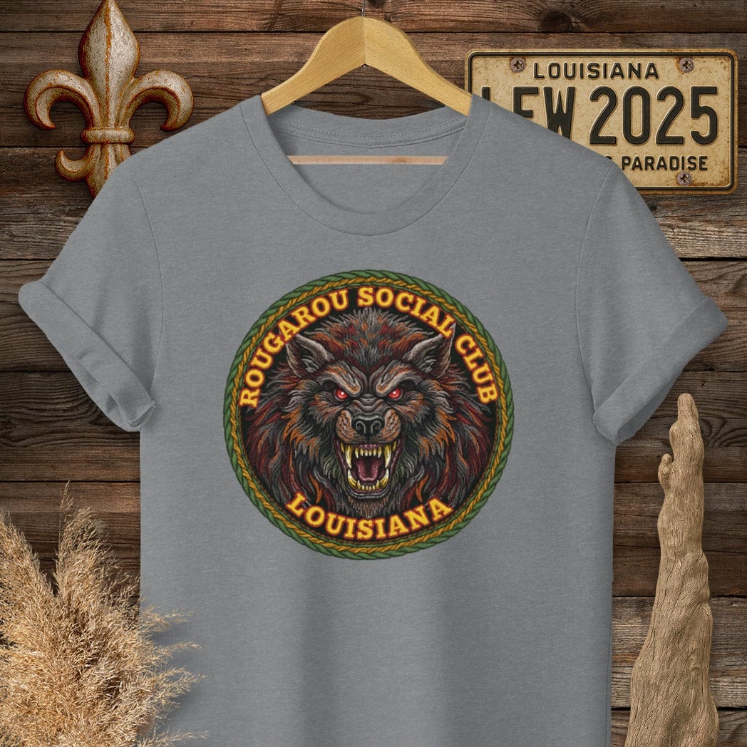 S / Graphite Heather Louisiana Rougarou Social Club T-Shirt by Laissez Faire Wear