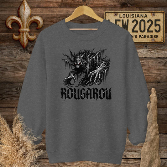 S / Dark Heather Louisiana Rougarou Street Wear Sweatshirt by Laissez Faire Wear