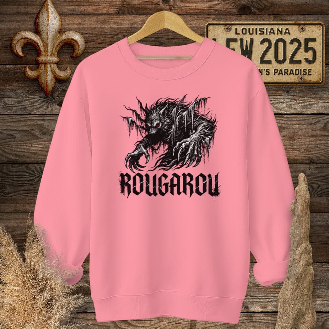 S / Safety Pink Louisiana Rougarou Street Wear Sweatshirt by Laissez Faire Wear