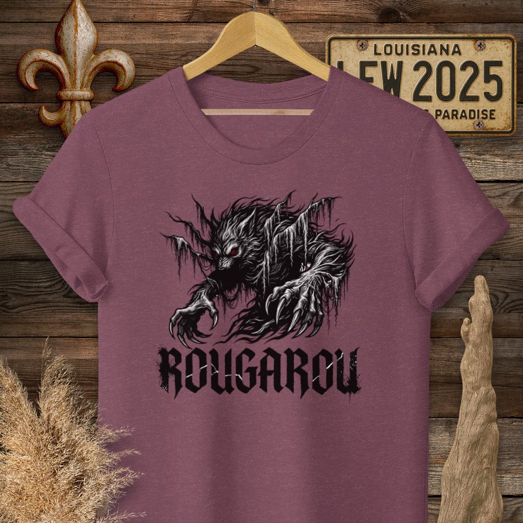 S / Heather Maroon Louisiana Rougarou Street Wear T-Shirt by Laissez Faire Wear