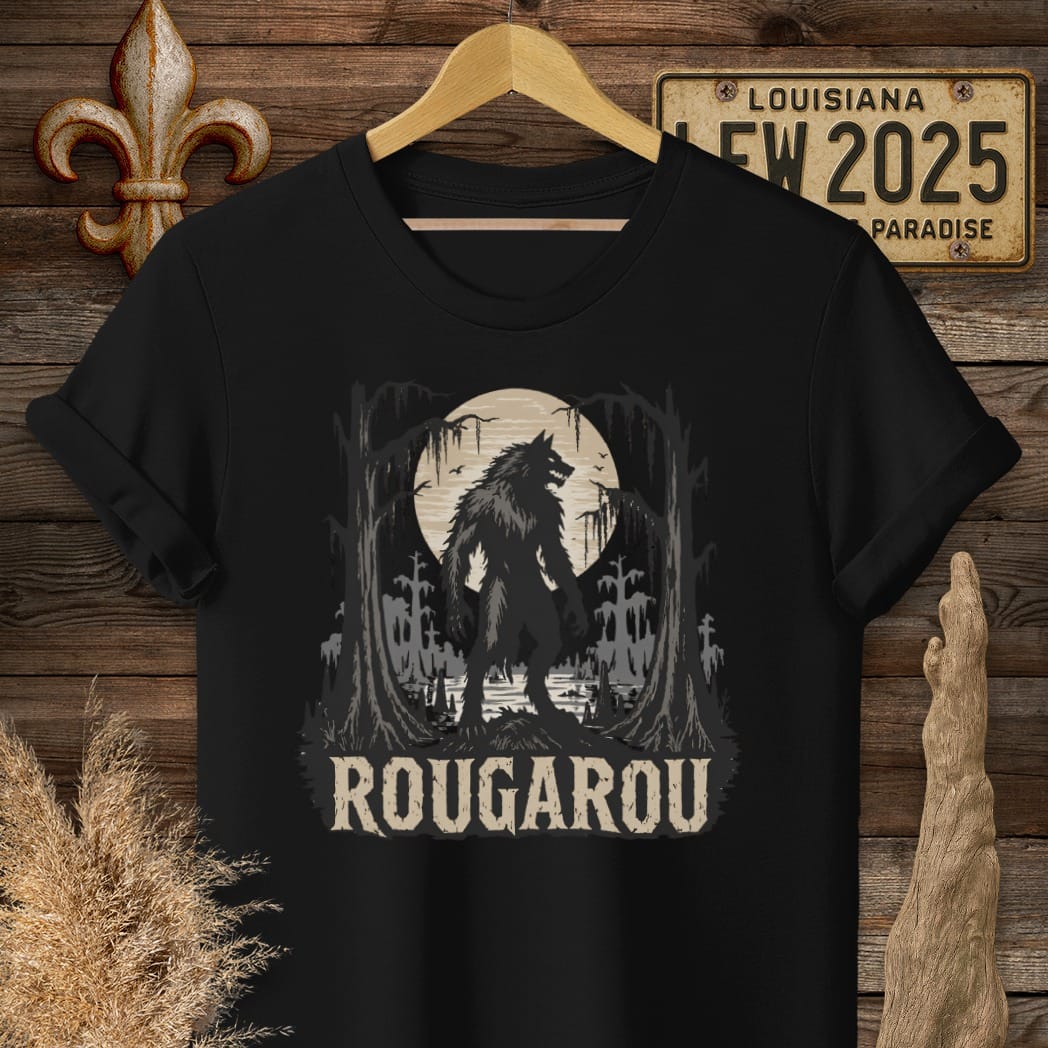 S / Black Louisiana Rougarou T-Shirt by Laissez Faire Wear